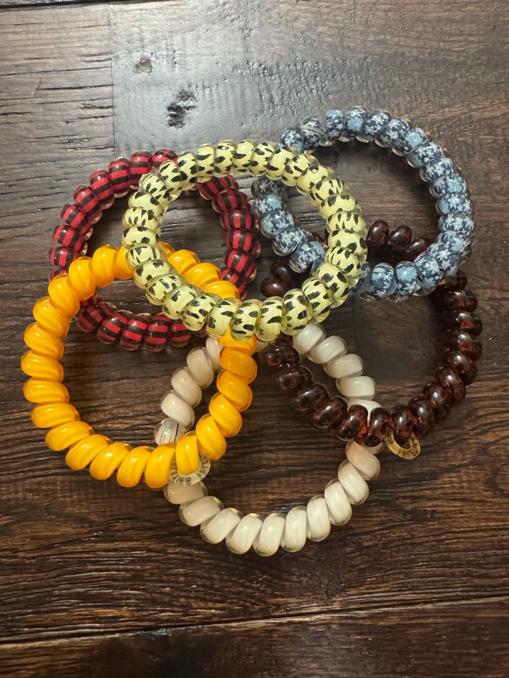 Teleties Stretch Coil Hair Tie Set - Orange, Red, Blue, Brown, Cream, Black